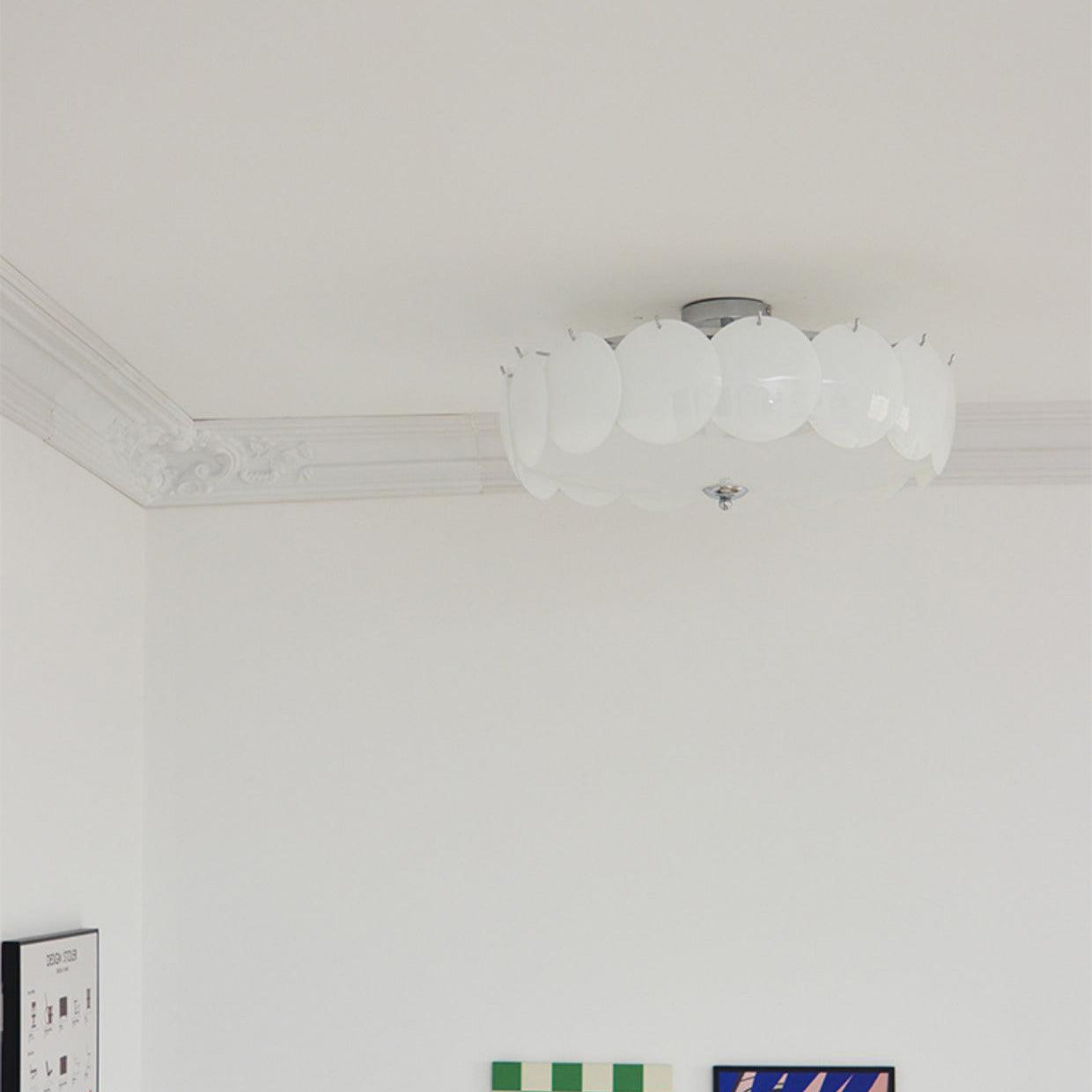 Plafondlamp Retro met Ronde Glazen Schijven en Metalen Bevestiging
