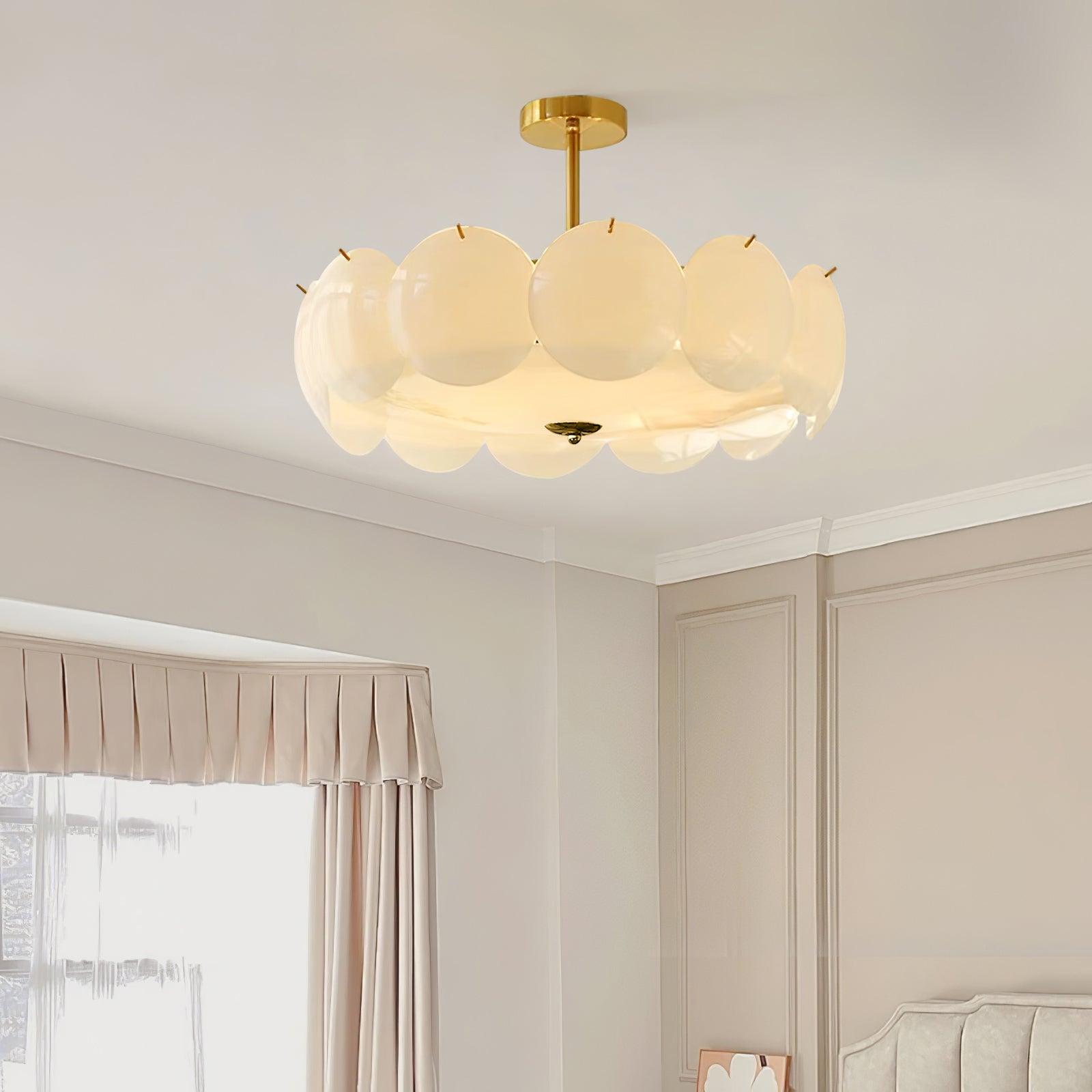 Plafondlamp Retro met Ronde Glazen Schijven en Metalen Bevestiging