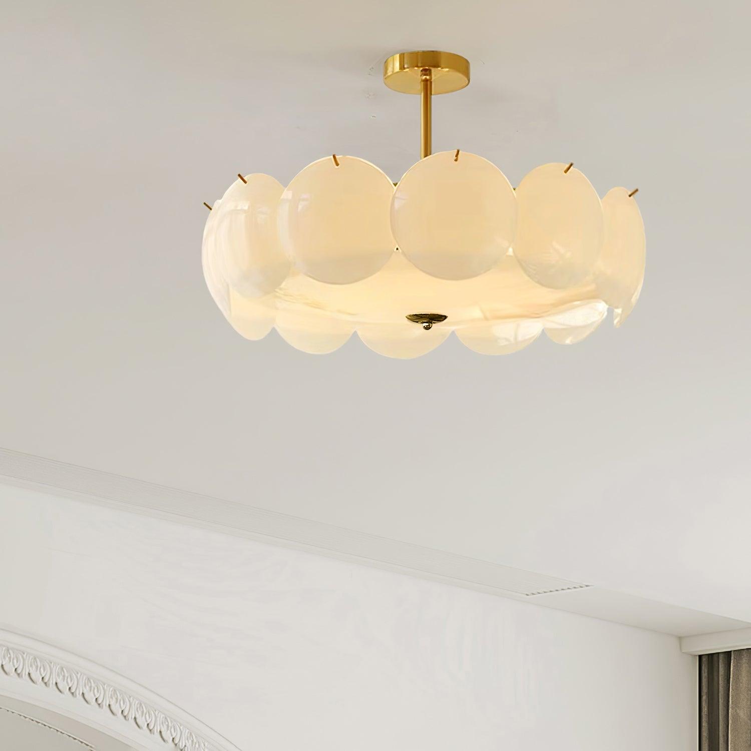 Plafondlamp Retro met Ronde Glazen Schijven en Metalen Bevestiging