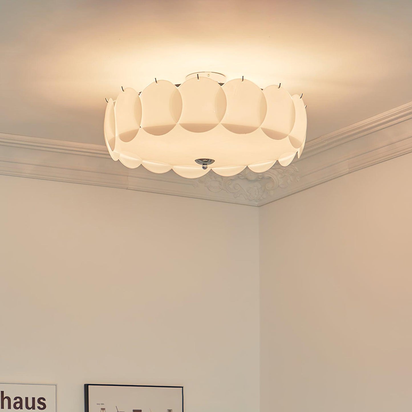 Plafondlamp Retro met Ronde Glazen Schijven en Metalen Bevestiging