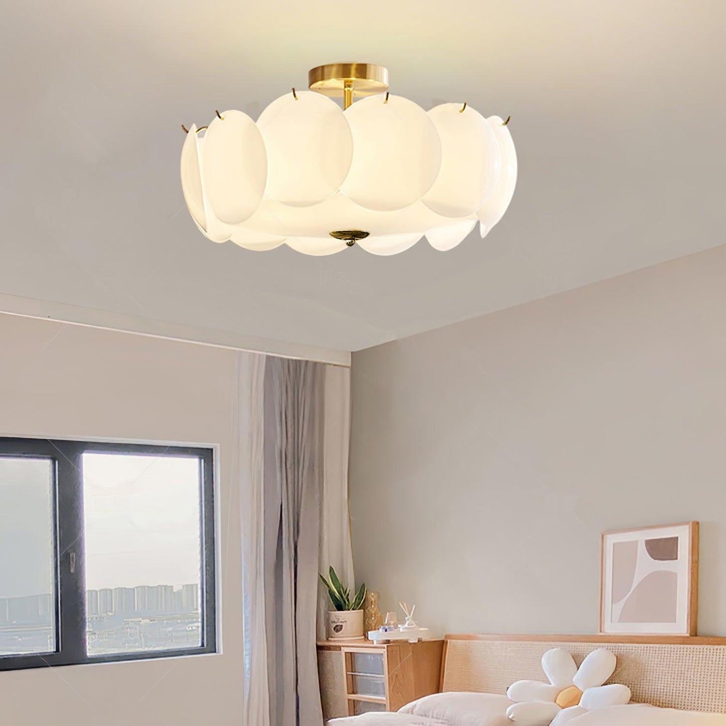 Plafondlamp Retro met Ronde Glazen Schijven en Metalen Bevestiging