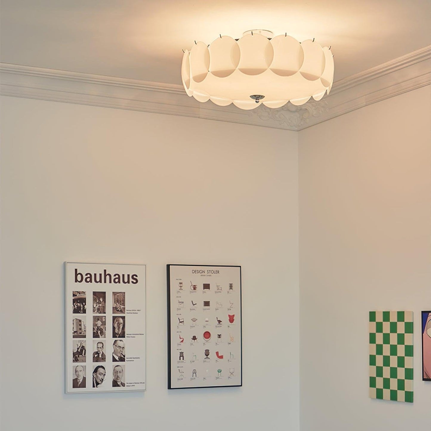 Plafondlamp Retro met Ronde Glazen Schijven en Metalen Bevestiging