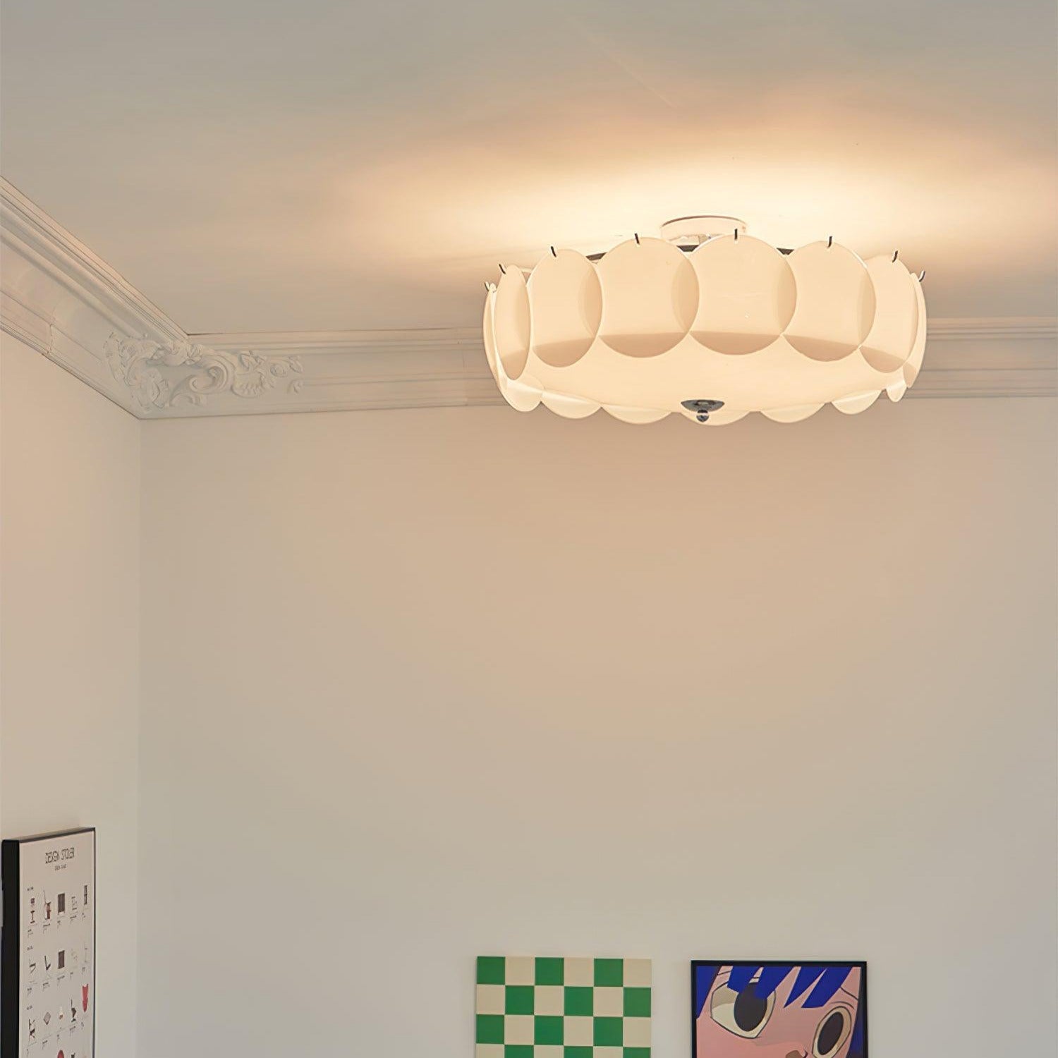 Plafondlamp Retro met Ronde Glazen Schijven en Metalen Bevestiging