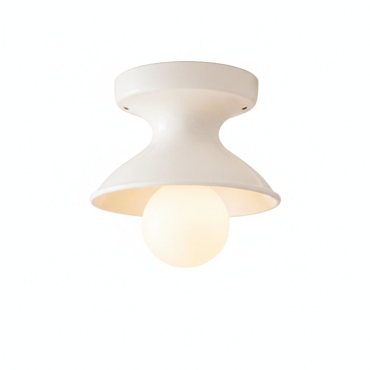 Plafondlamp Retro met Zandloper Kap en Glanzend Keramiek