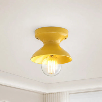 Plafondlamp Retro met Zandloper Kap en Glanzend Keramiek