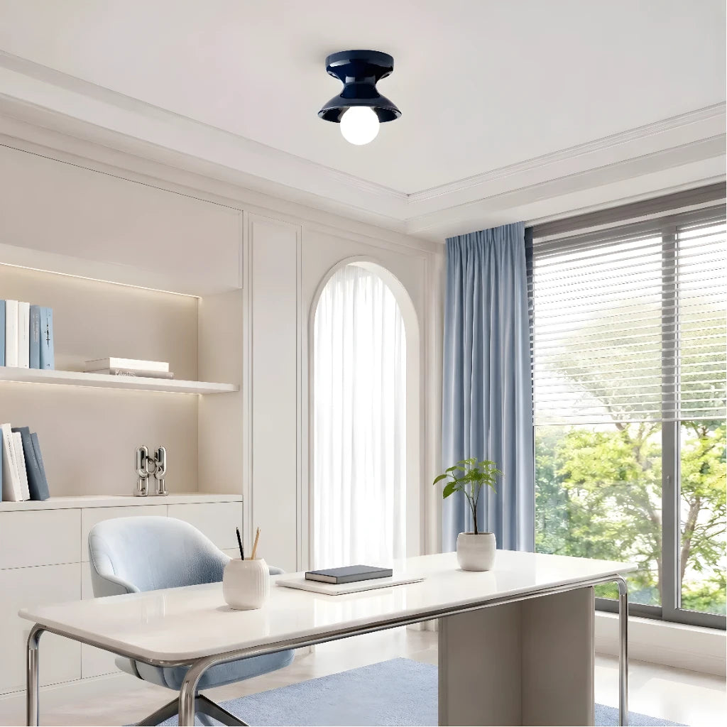 Plafondlamp Retro met Zandloper Kap en Glanzend Keramiek ##POS:26##