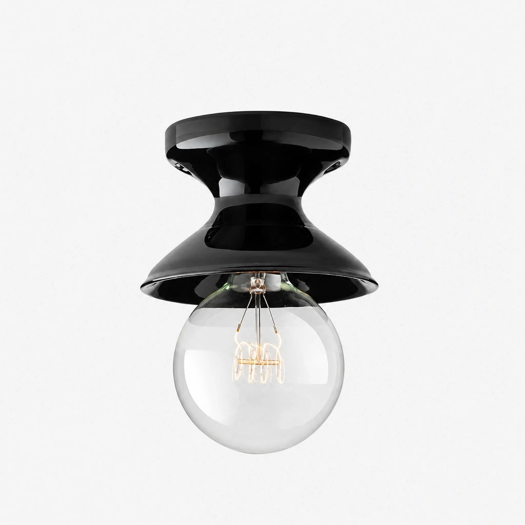 Plafondlamp Retro met Zandloper Kap en Glanzend Keramiek