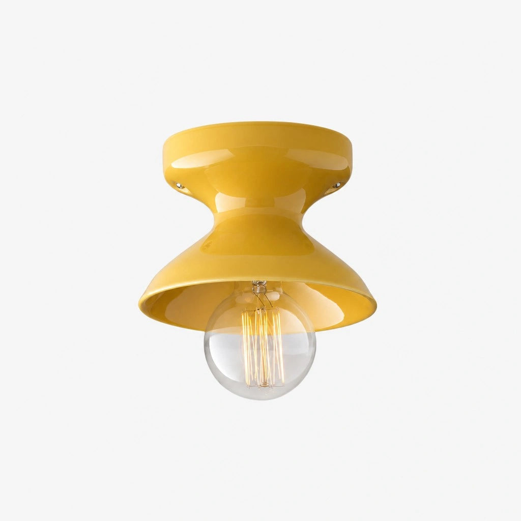 Plafondlamp Retro met Zandloper Kap en Glanzend Keramiek