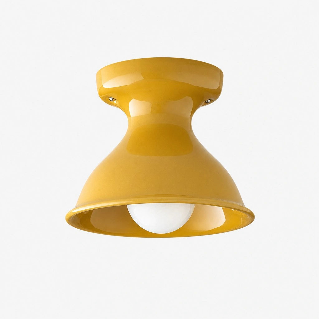 Plafondlamp Retro met Zandloper Kap en Glanzend Keramiek