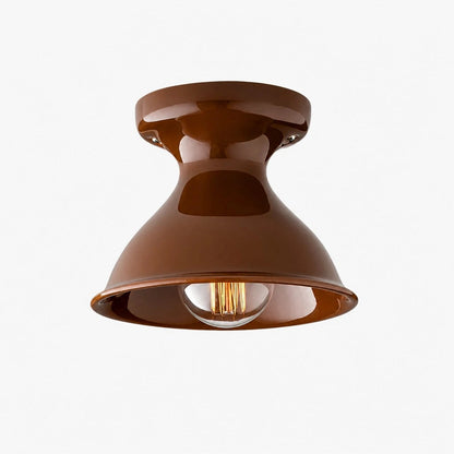 Plafondlamp Retro met Zandloper Kap en Glanzend Keramiek