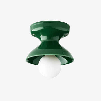 Plafondlamp Retro met Zandloper Kap en Glanzend Keramiek