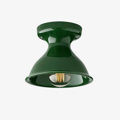 Plafondlamp Retro met Zandloper Kap en Glanzend Keramiek