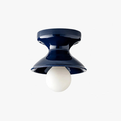 Plafondlamp Retro met Zandloper Kap en Glanzend Keramiek