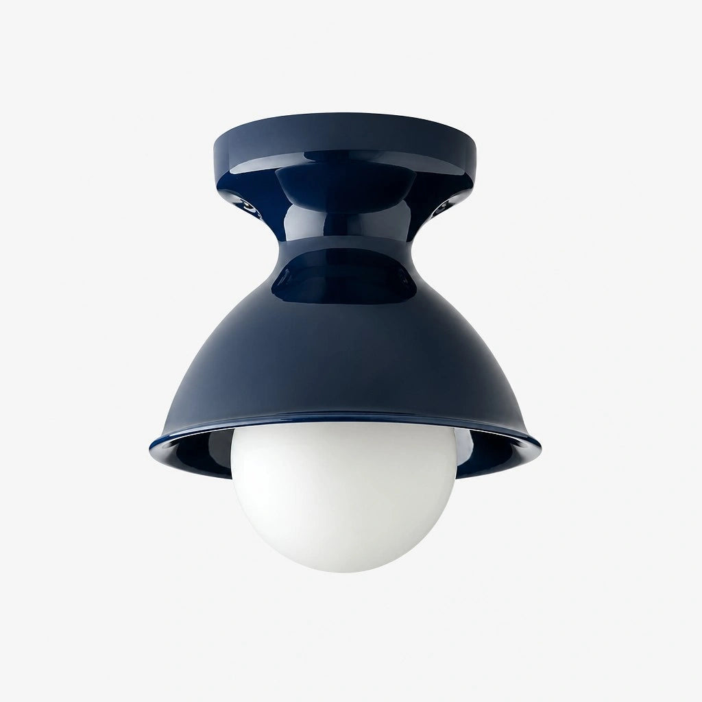 Plafondlamp Retro met Zandloper Kap en Glanzend Keramiek