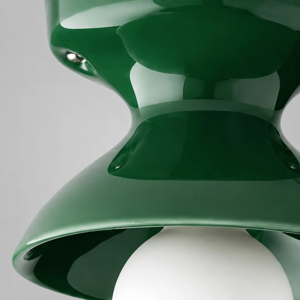 Plafondlamp Retro met Zandloper Kap en Glanzend Keramiek