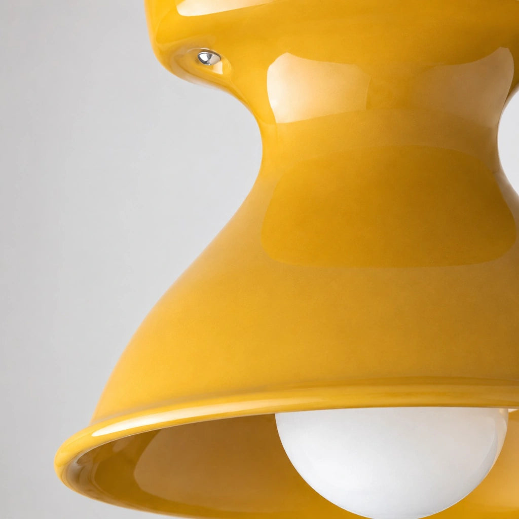 Plafondlamp Retro met Zandloper Kap en Glanzend Keramiek