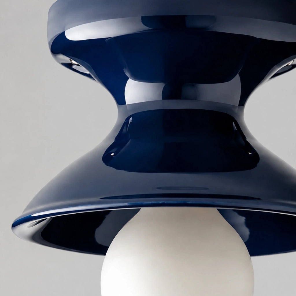 Plafondlamp Retro met Zandloper Kap en Glanzend Keramiek