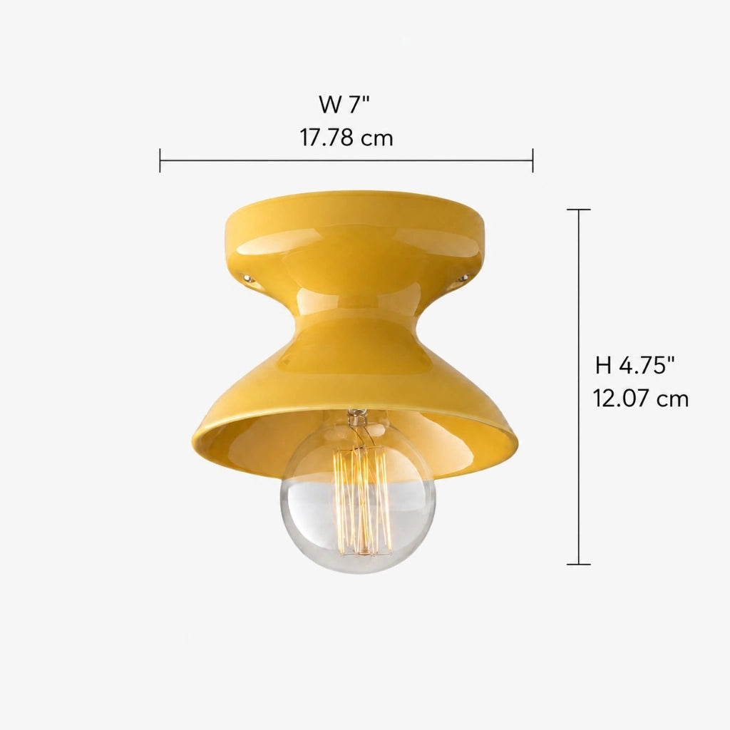 Plafondlamp Retro met Zandloper Kap en Glanzend Keramiek ##POS:43##