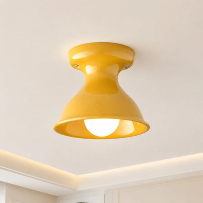 Plafondlamp Retro met Zandloper Kap en Glanzend Keramiek