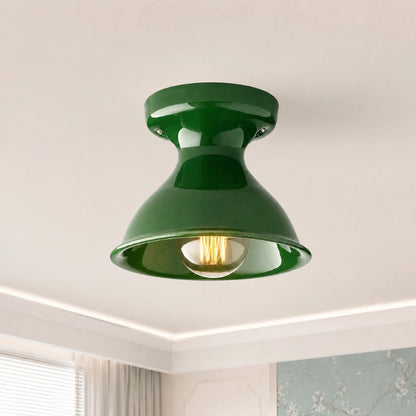 Plafondlamp Retro met Zandloper Kap en Glanzend Keramiek
