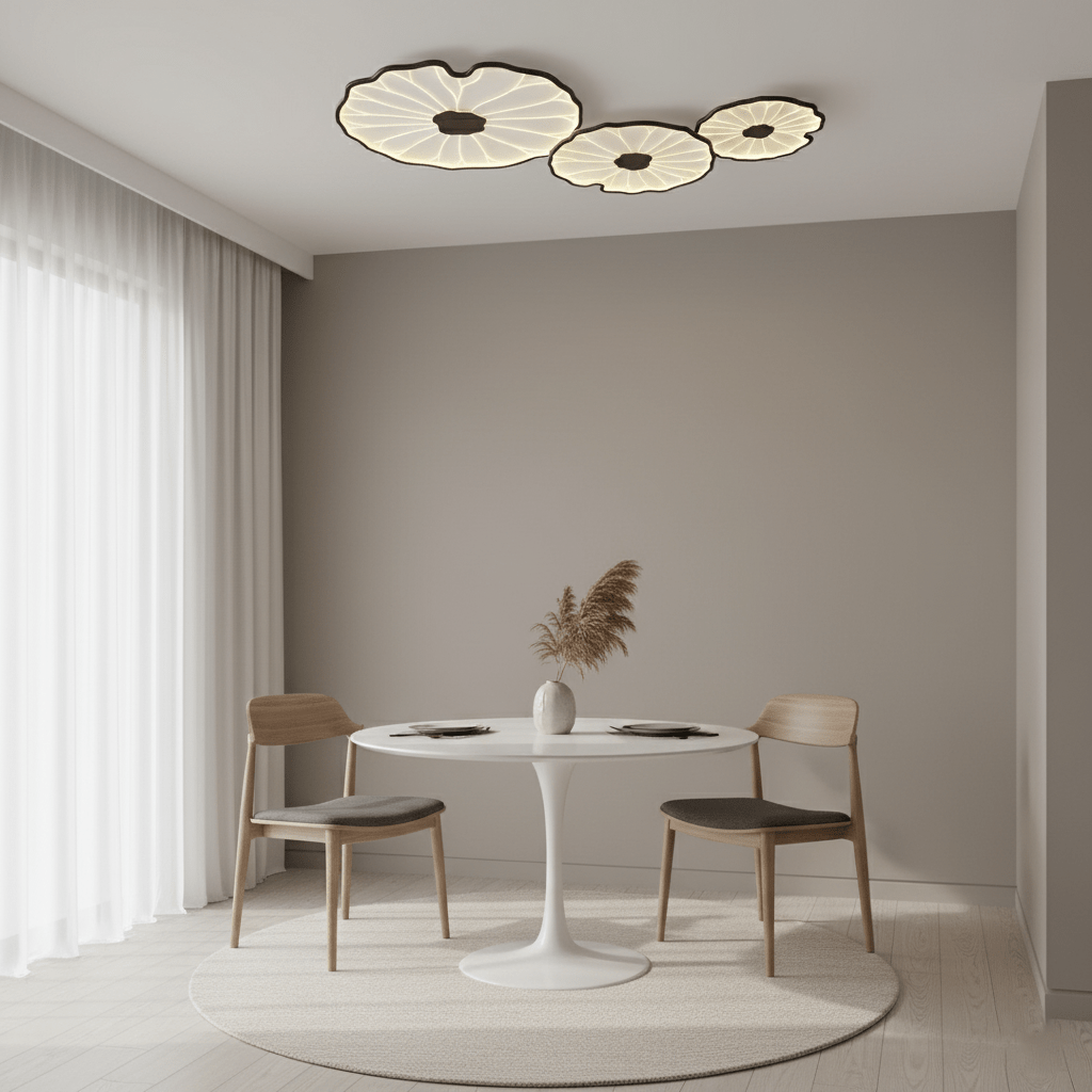 Plafondlamp Scandinavisch Lotusbladvorm met Geïntegreerde LED en Houtnerf Design