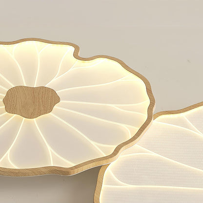 Plafondlamp Scandinavisch Lotusbladvorm met Geïntegreerde LED en Houtnerf Design