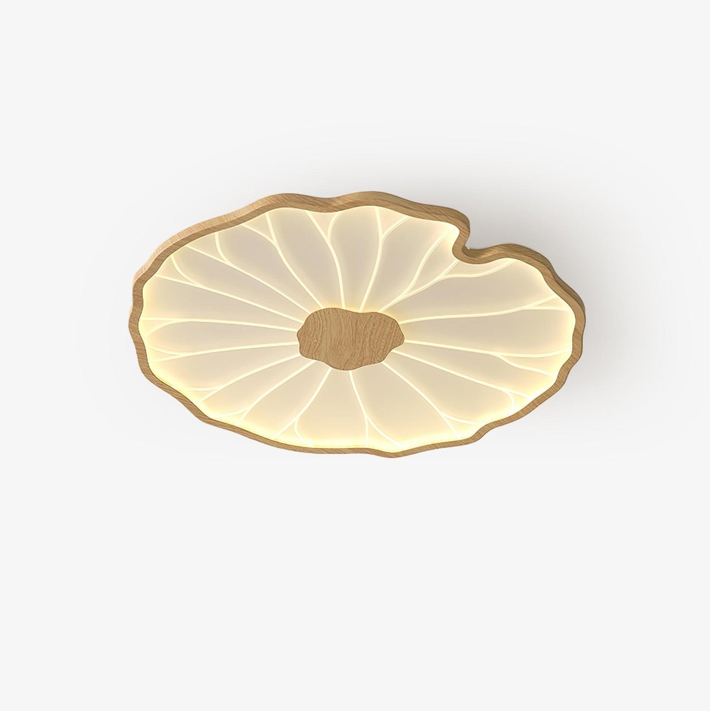Plafondlamp Scandinavisch Lotusbladvorm met Geïntegreerde LED en Houtnerf Design