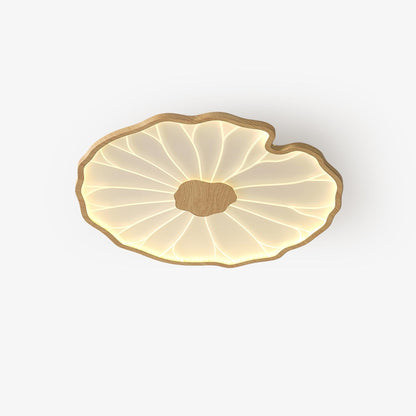 Plafondlamp Scandinavisch Lotusbladvorm met Geïntegreerde LED en Houtnerf Design