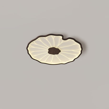 Plafondlamp Scandinavisch Lotusbladvorm met Geïntegreerde LED en Houtnerf Design