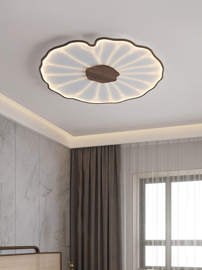 Plafondlamp Scandinavisch Lotusbladvorm met Geïntegreerde LED en Houtnerf Design