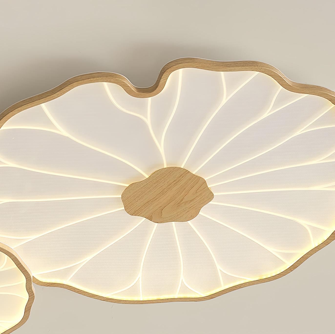 Plafondlamp Scandinavisch Lotusbladvorm met Geïntegreerde LED en Houtnerf Design