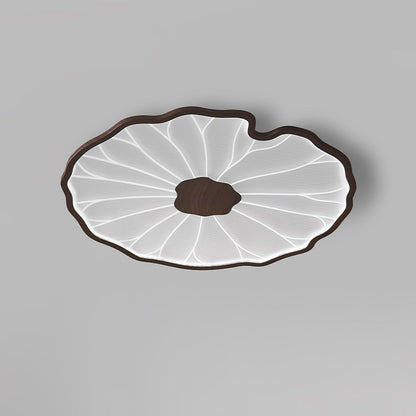 Plafondlamp Scandinavisch Lotusbladvorm met Geïntegreerde LED en Houtnerf Design