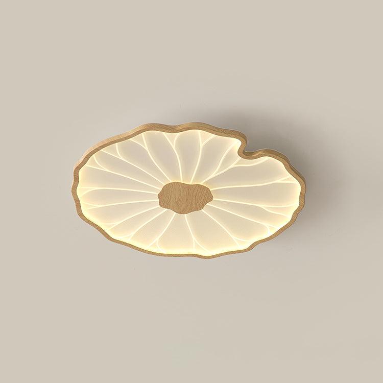 Plafondlamp Scandinavisch Lotusbladvorm met Geïntegreerde LED en Houtnerf Design