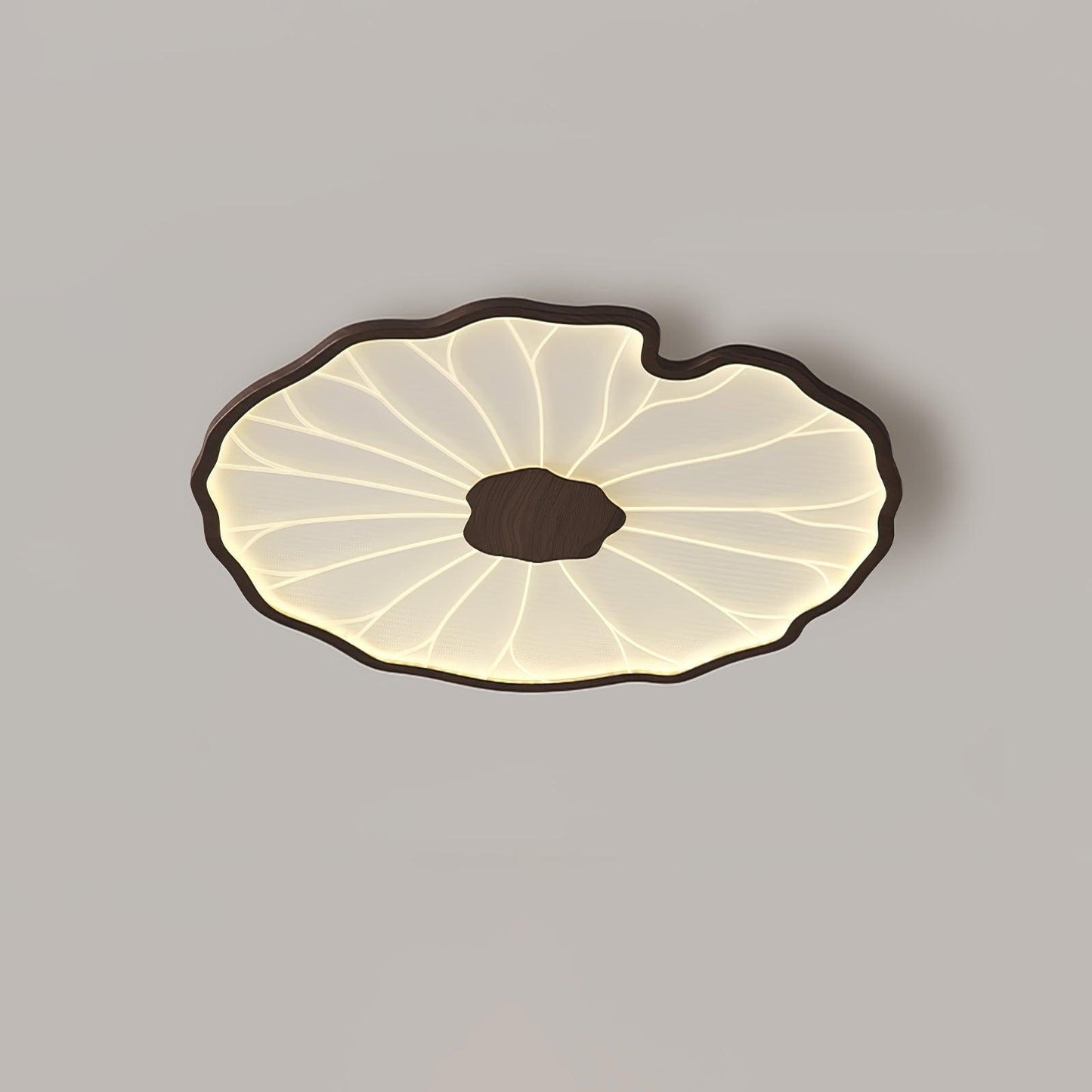 Plafondlamp Scandinavisch Lotusbladvorm met Geïntegreerde LED en Houtnerf Design