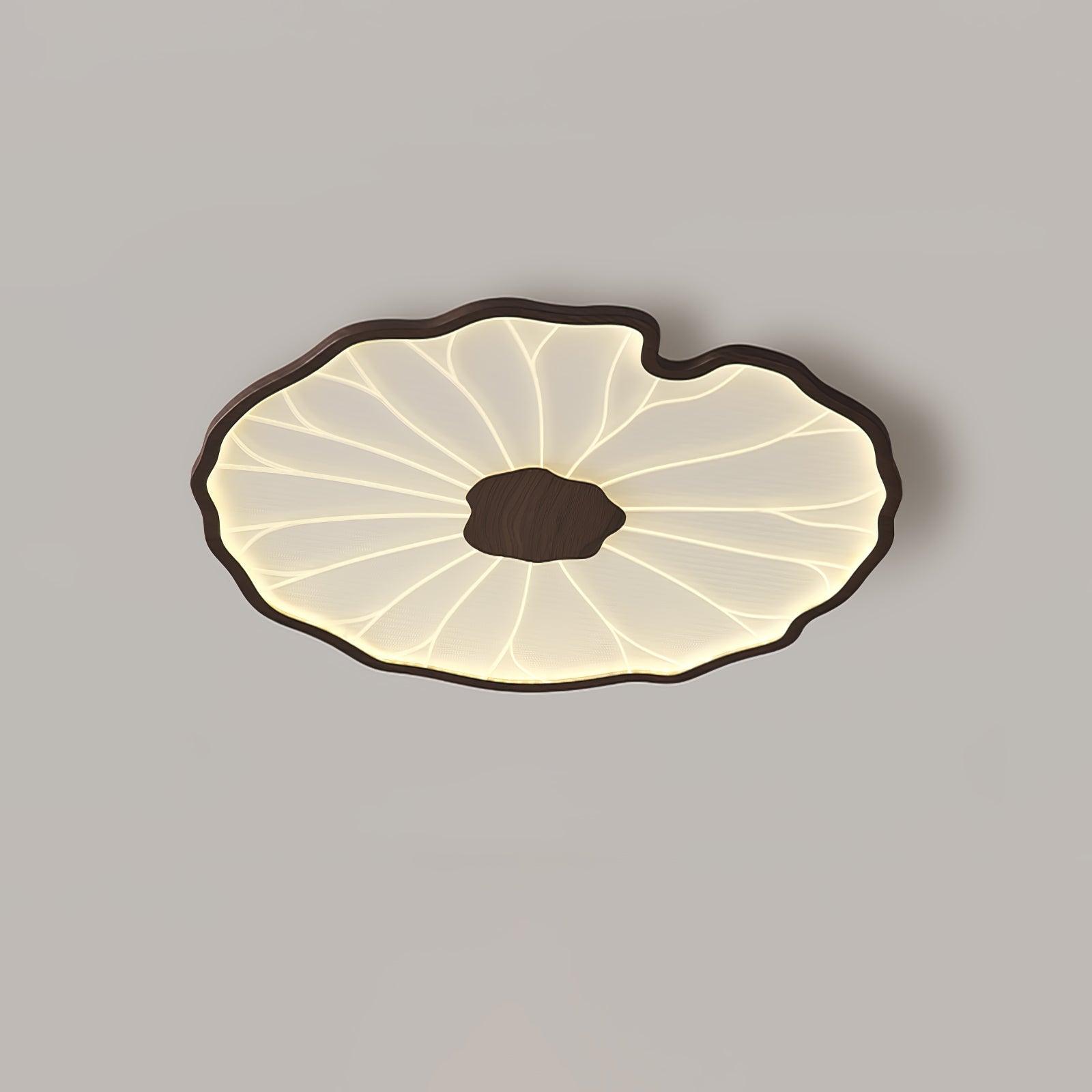 Plafondlamp Scandinavisch Lotusbladvorm met Geïntegreerde LED en Houtnerf Design