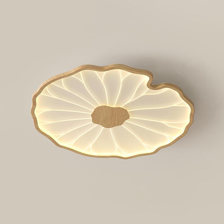 Plafondlamp Scandinavisch Lotusbladvorm met Geïntegreerde LED en Houtnerf Design