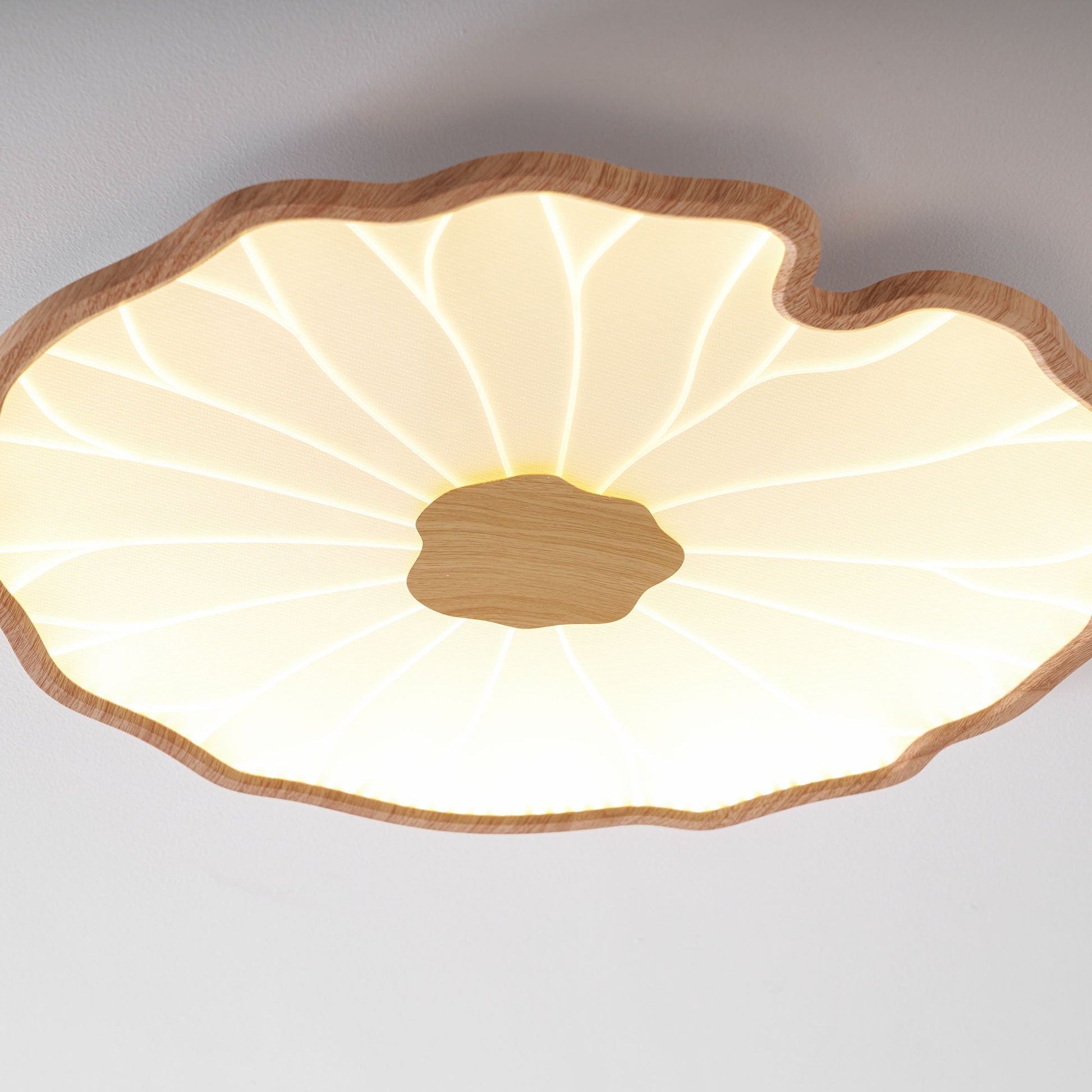 Plafondlamp Scandinavisch Lotusbladvorm met Geïntegreerde LED en Houtnerf Design