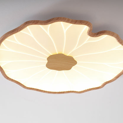 Plafondlamp Scandinavisch Lotusbladvorm met Geïntegreerde LED en Houtnerf Design