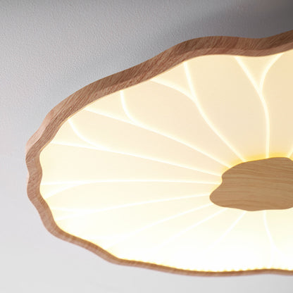 Plafondlamp Scandinavisch Lotusbladvorm met Geïntegreerde LED en Houtnerf Design