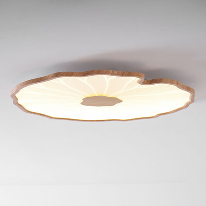 Plafondlamp Scandinavisch Lotusbladvorm met Geïntegreerde LED en Houtnerf Design