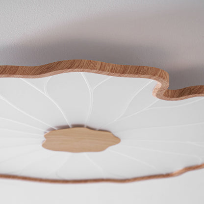 Plafondlamp Scandinavisch Lotusbladvorm met Geïntegreerde LED en Houtnerf Design
