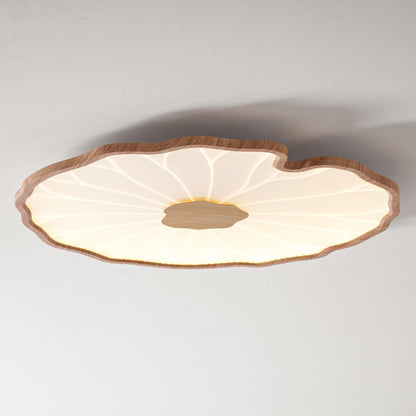 Plafondlamp Scandinavisch Lotusbladvorm met Geïntegreerde LED en Houtnerf Design