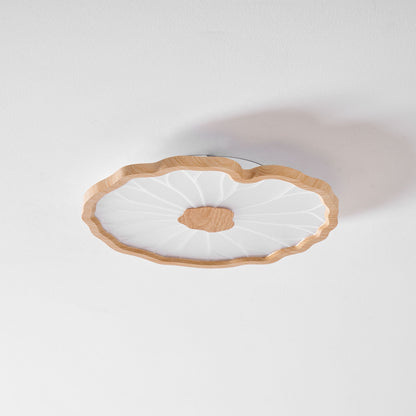 Plafondlamp Scandinavisch Lotusbladvorm met Geïntegreerde LED en Houtnerf Design