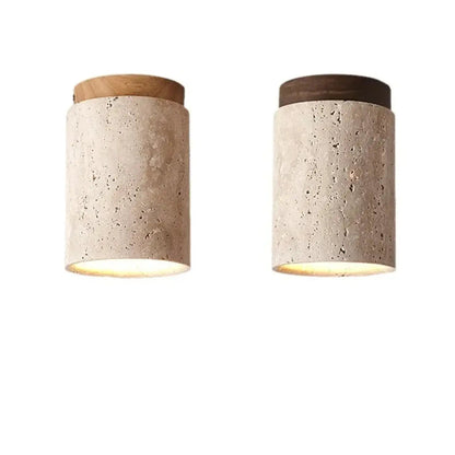 Plafondlamp Scandinavisch met Cylindrische Kap en Houten Rand