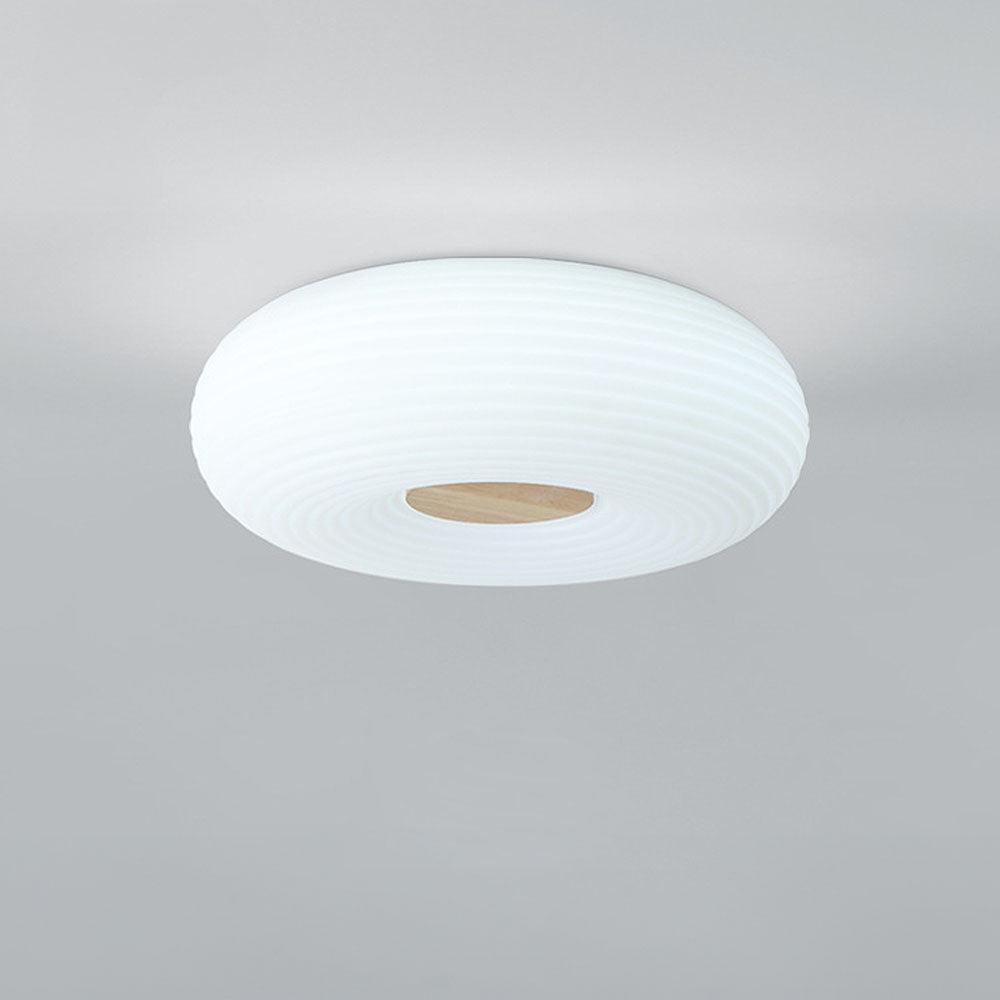 Plafondlamp Scandinavisch met Houtaccent en Ringpatroon