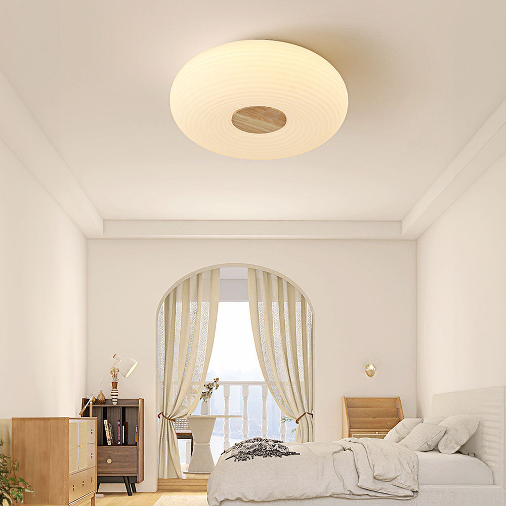 Plafondlamp Scandinavisch met Houtaccent en Ringpatroon