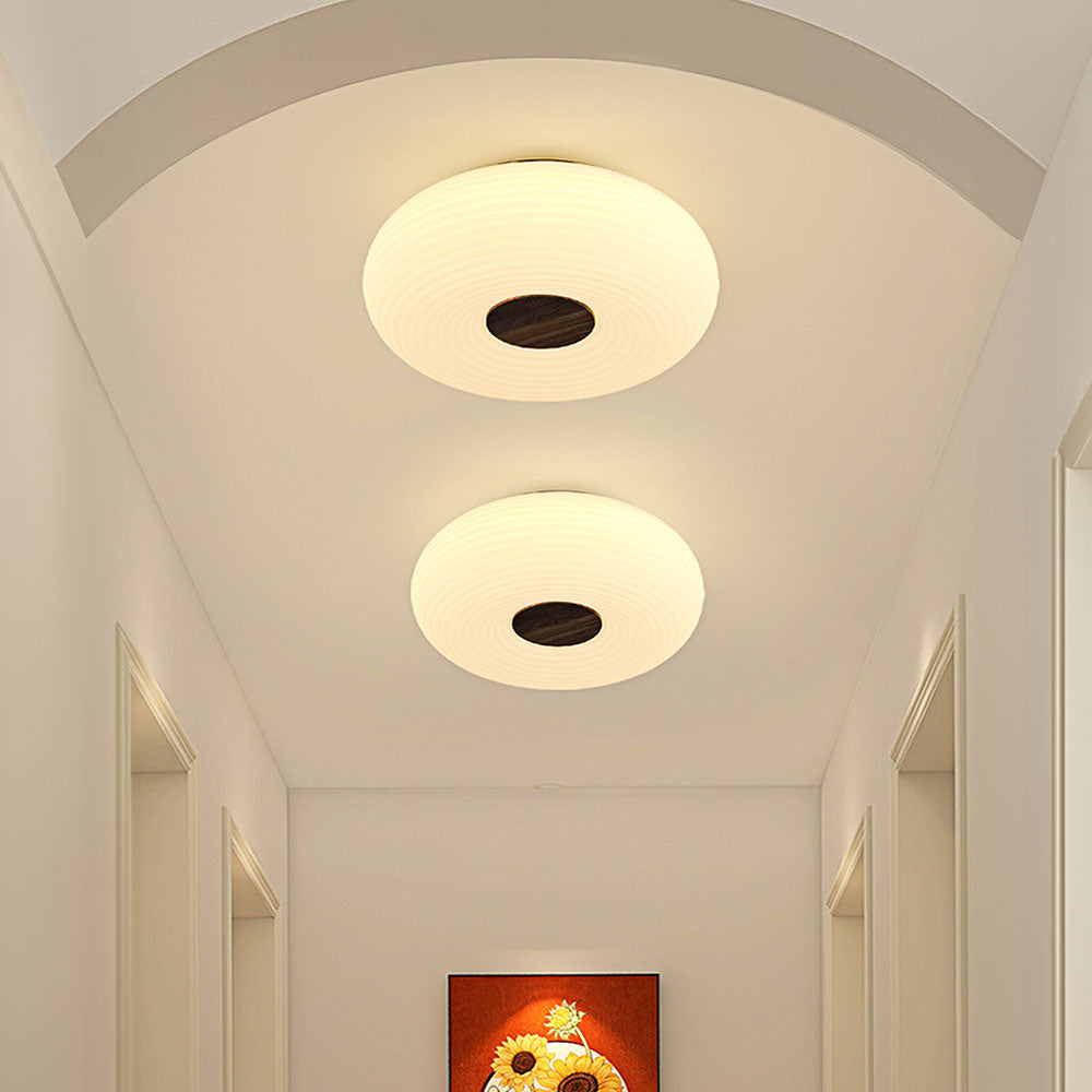 Plafondlamp Scandinavisch met Houtaccent en Ringpatroon