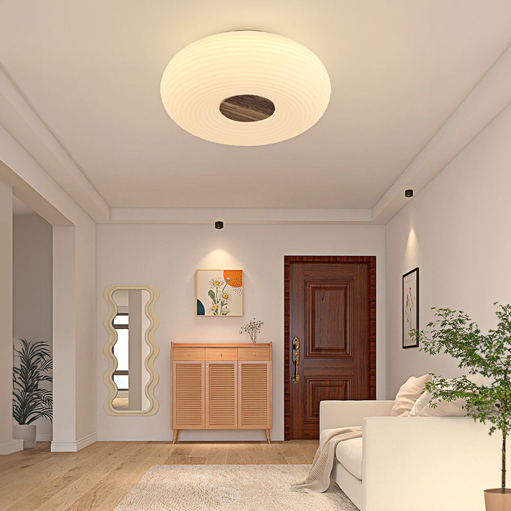 Plafondlamp Scandinavisch met Houtaccent en Ringpatroon