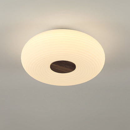 Plafondlamp Scandinavisch met Houtaccent en Ringpatroon