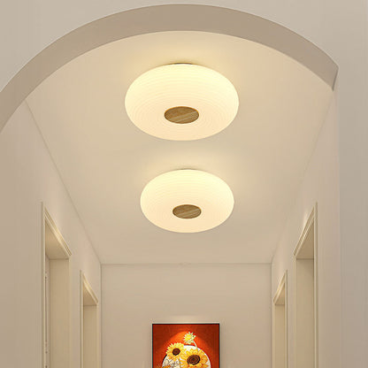 Plafondlamp Scandinavisch met Houtaccent en Ringpatroon